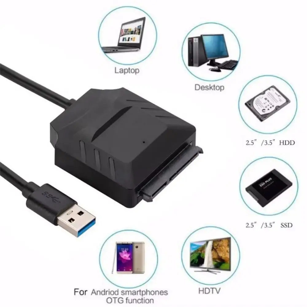 

Практичный адаптер USB 3.0 к SATA Высокоскоростной кабель Линейный адаптер USB 3.0 к кабелю преобразователя линии SATA