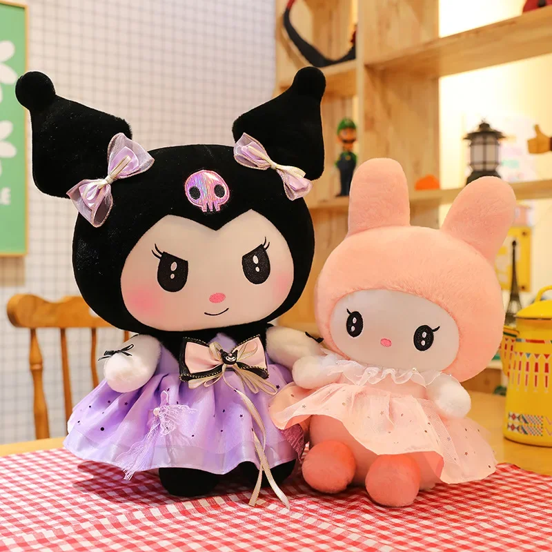 60Cm Sanrio Plushies Poppen Cartoon Kuromi Jurk Gevulde Grote Pluche Pop Mijn Melodie Knuffels Kussen Kamer Deco Kinderen Verjaardagscadeaus