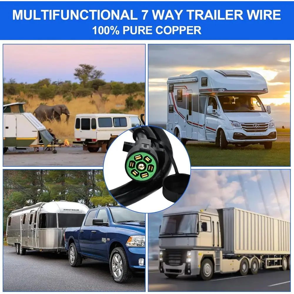 25 قدم 7 دبوس مقطورة التوصيل 10-14AWG 7 طريقة مقطورة التوصيل النحاس 7 دبوس مقطورة الأسلاك تسخير الثقيلة 7 سلك مقطورة الأسلاك تسخير