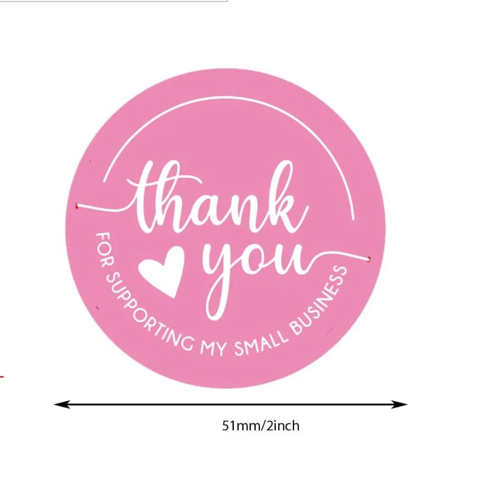 60 PCS Thank You for Supporting My Small Business Stickers 2\'\' Round Thank You Stickers Pink Self-Adhesive Labels for Gift Wraps