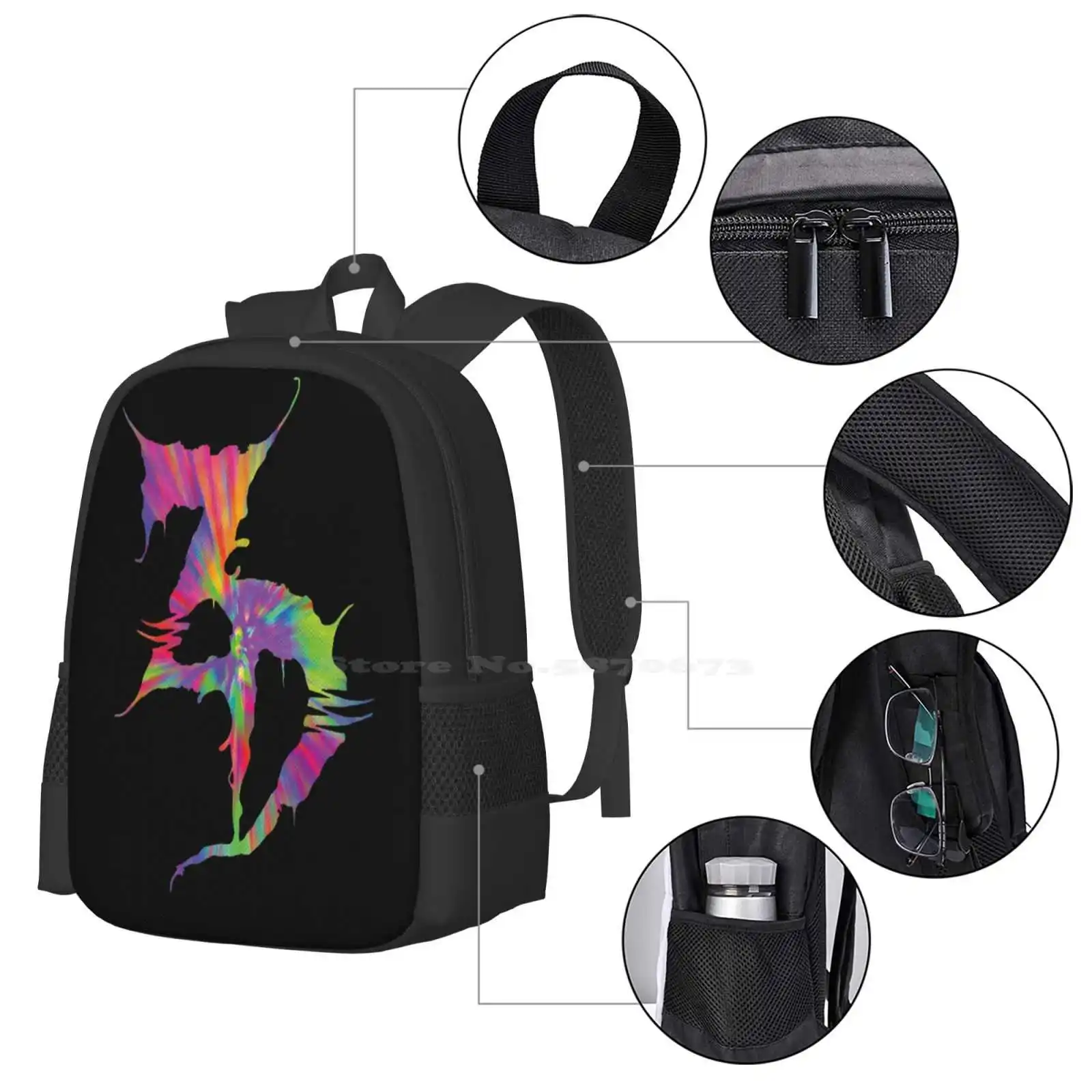 Zeds obral besar tas Fashion ransel Zedsdead Tie Dye Trippy Psychedelic Edm musik tari elektrik Dubstep Wub Headbanger