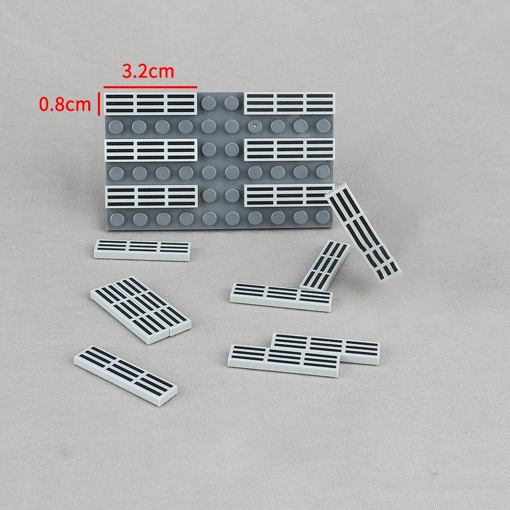 MOC 10PCS Printed 2431 Black Grid Line Pattern Building Block Kit 2431pb House Castle Particle Idea Toy Children Birthday Gifts