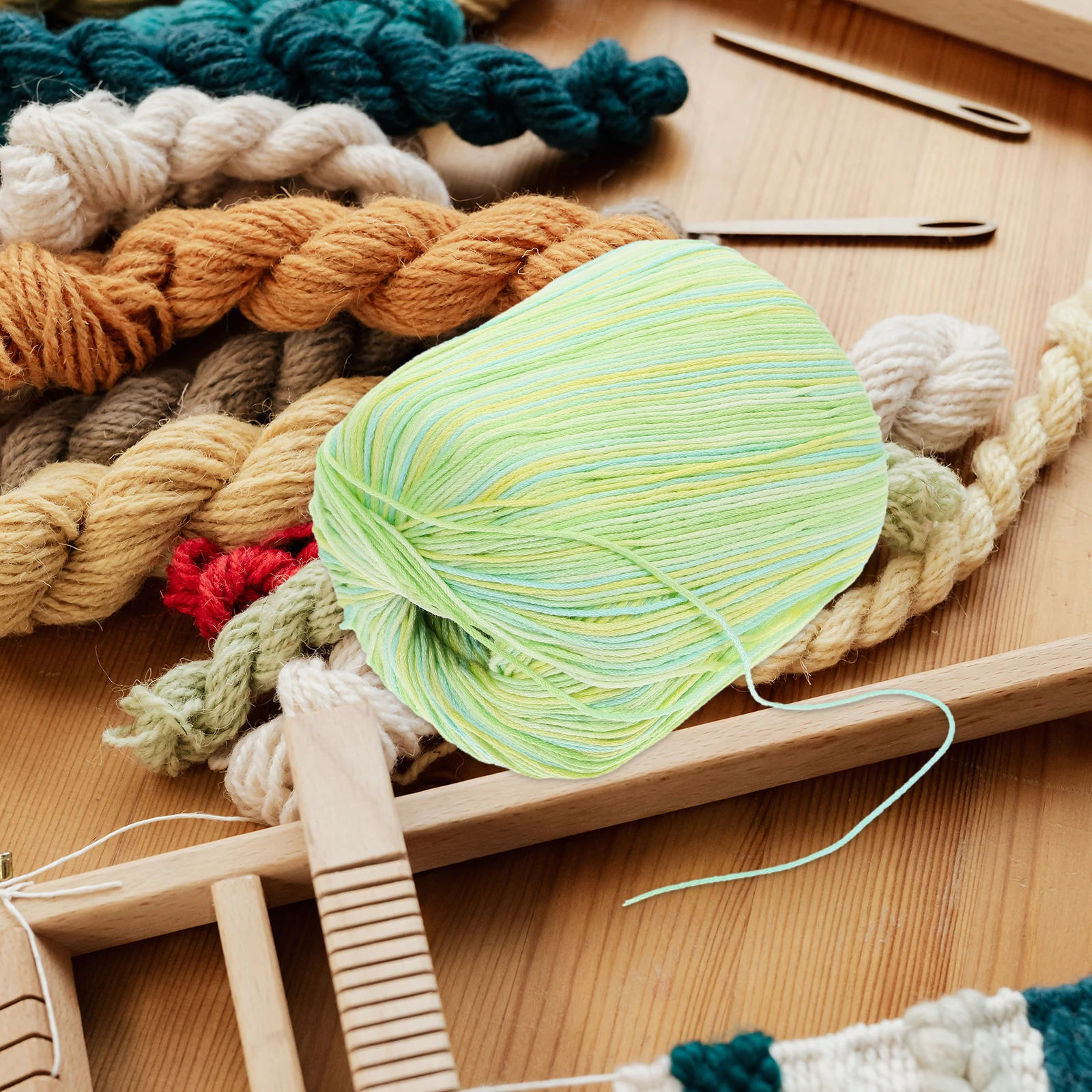 

1 Roll Lace Cotton Yarn Soft Gradient Knitting String Free Cut for DIY Craft Crochet Handmade Weaving Yarn for Clothing