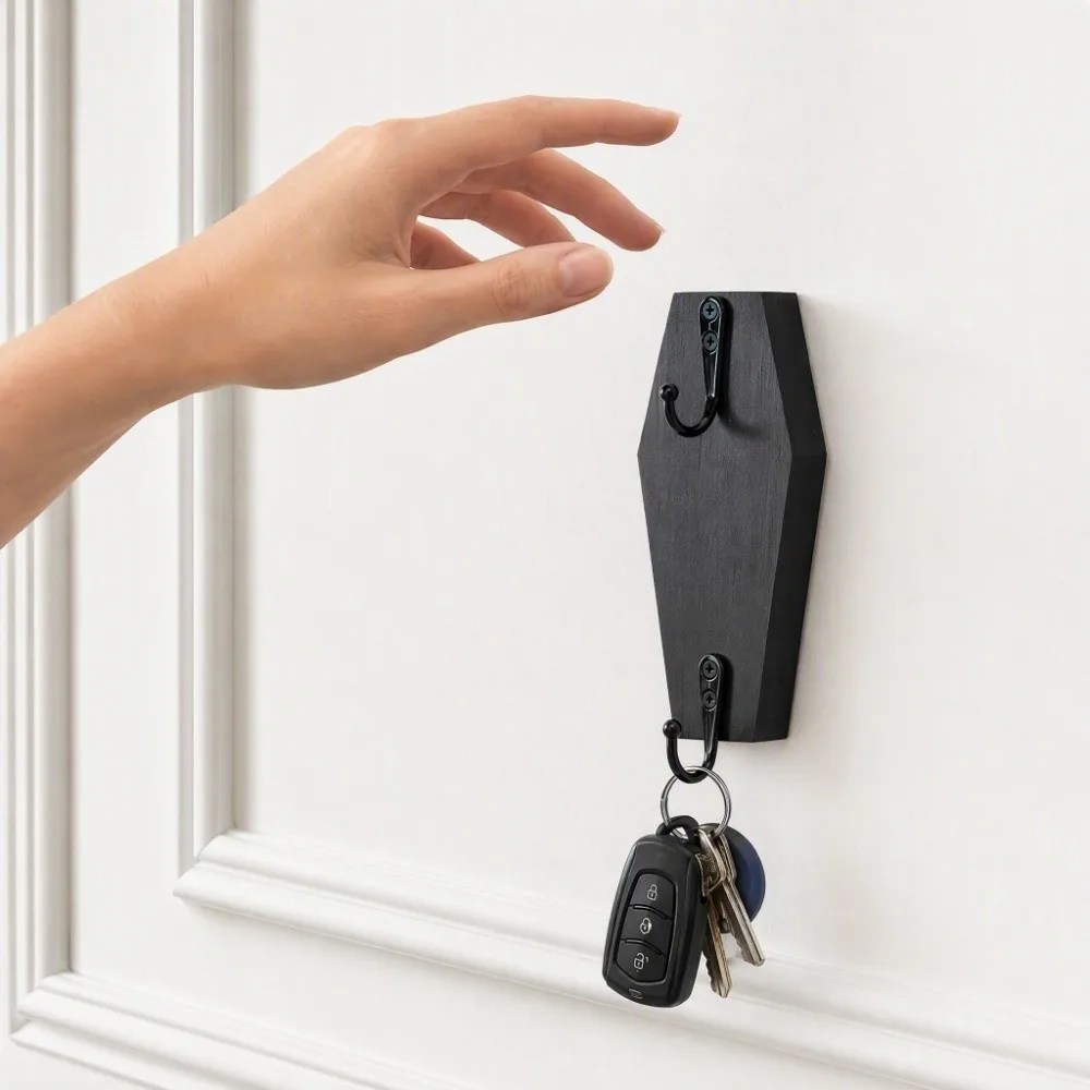 Wooden Wood Door Hanger Hooks No-drill Traceless Design Wall Mounted Hanger Punch Free Key Hangers Door Storage Hook