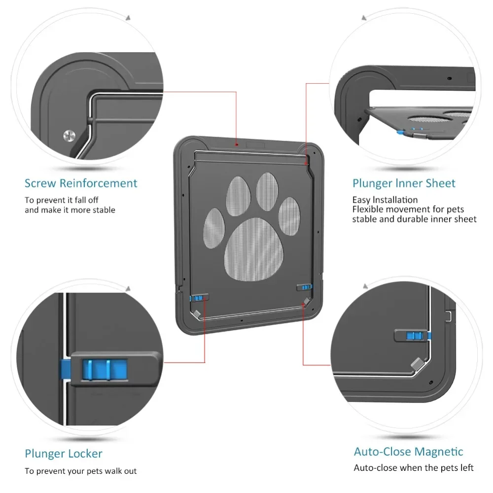 Pet Door New Safe Lockable Magnetic Screen Outdoor Dogs Cats Window Gate House Enter Freely Fashion Pretty Garden Easy Install