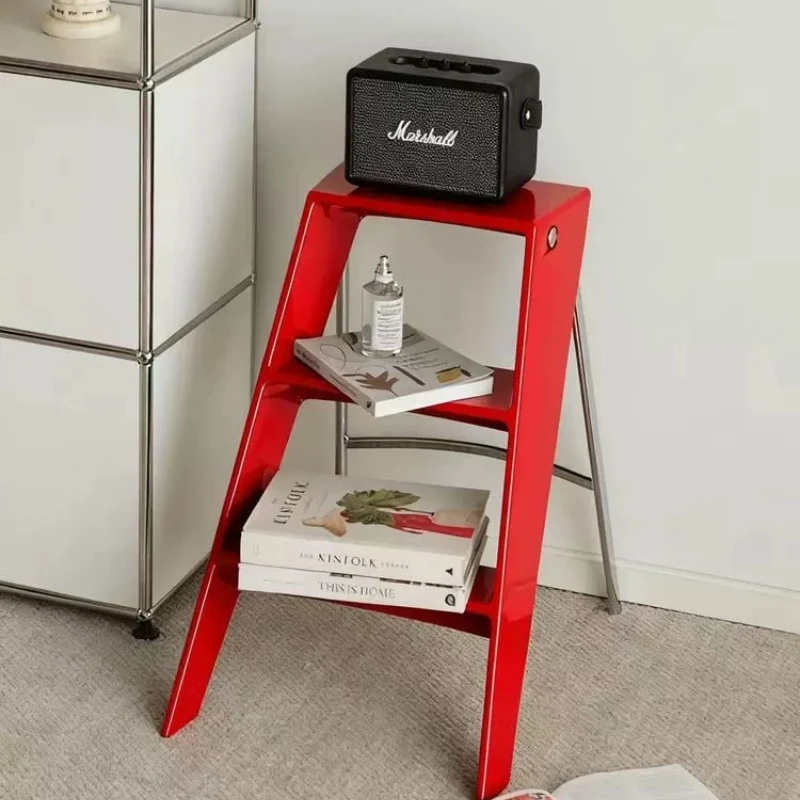 Folding ladder for home use, step stool, red housewarming ladder