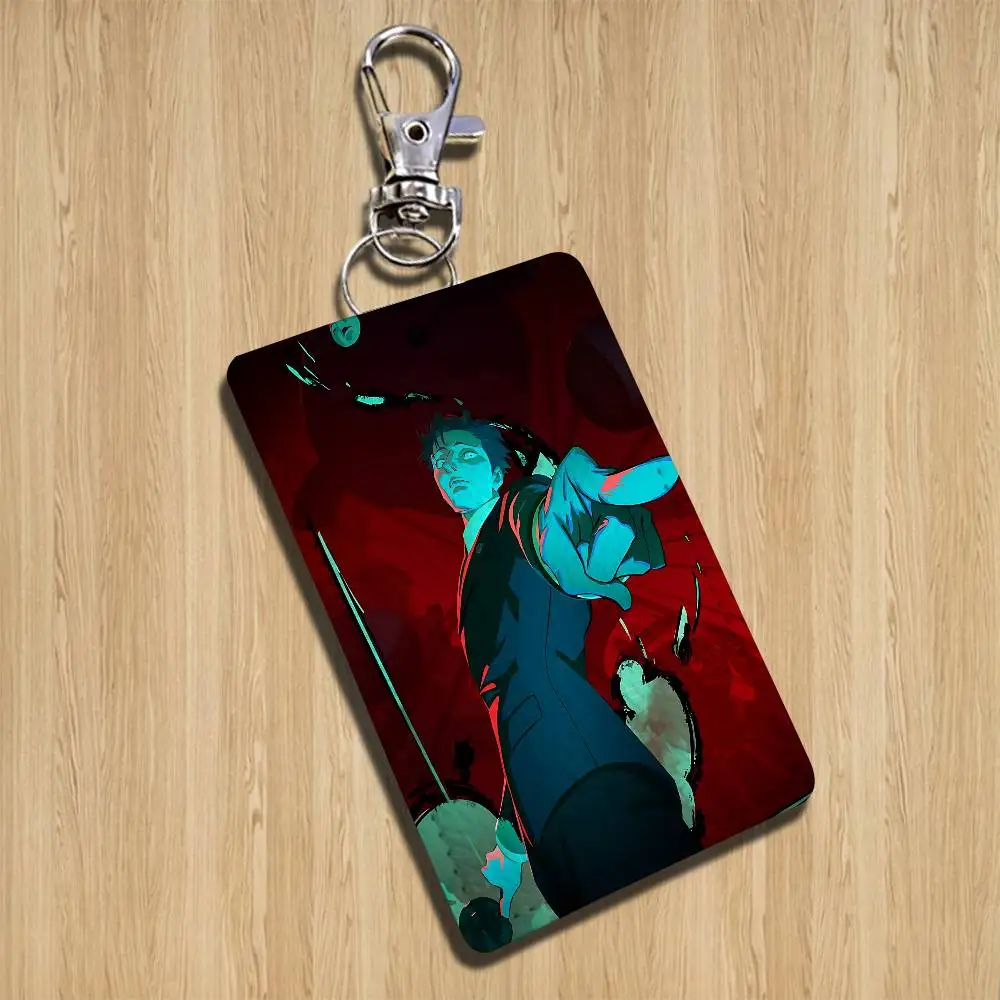 mental breakdown Hiromi Higuruma Rectangle ID Card Case Keychain Access Card Bag Key Tag Ring Leather Card Holder Key Ring view 5