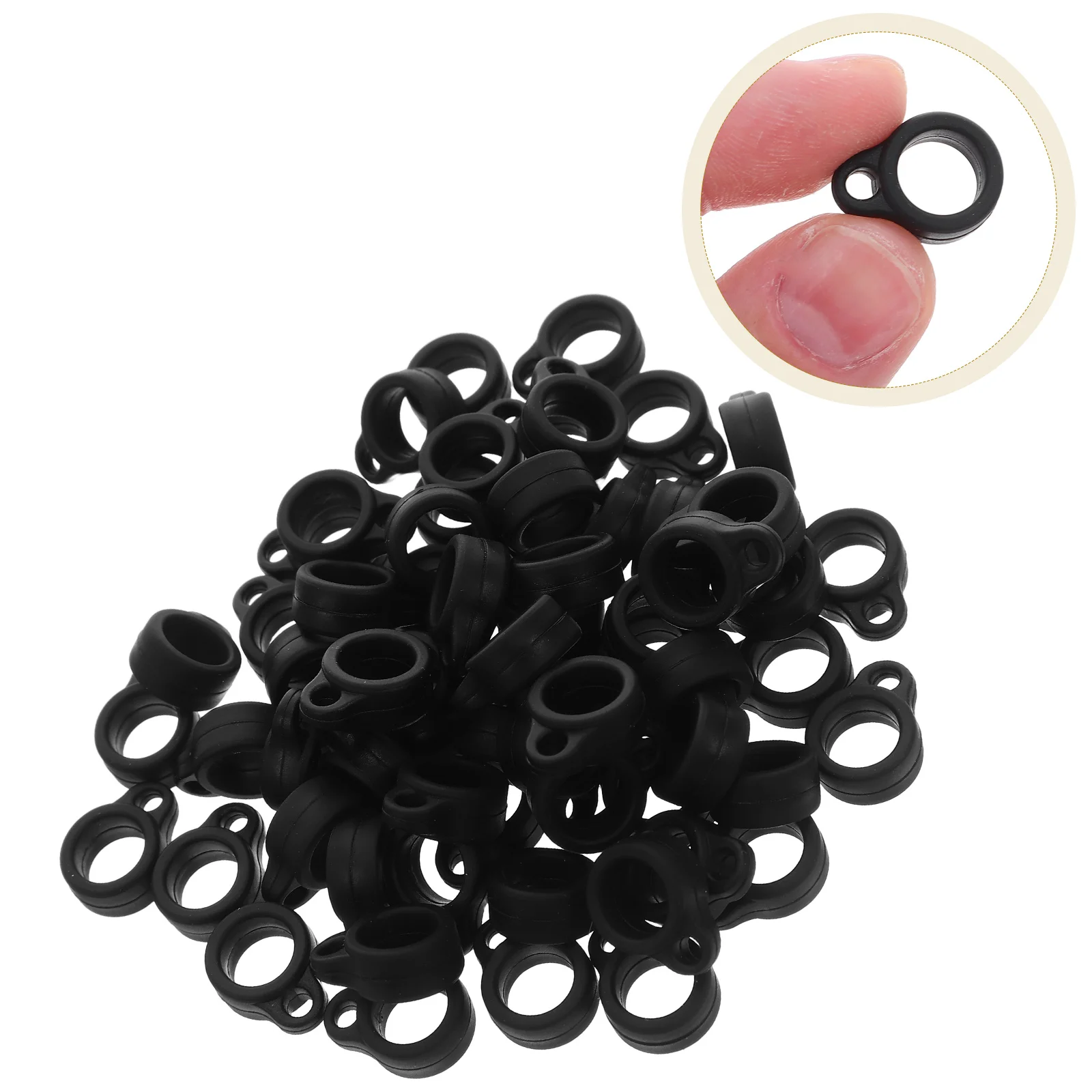 

100 Pcs Silicone Hanging Buckle Anti-lost Rings Holder Lanyard Closed Jump for Jewelry Necklace Silica Gel Strap
