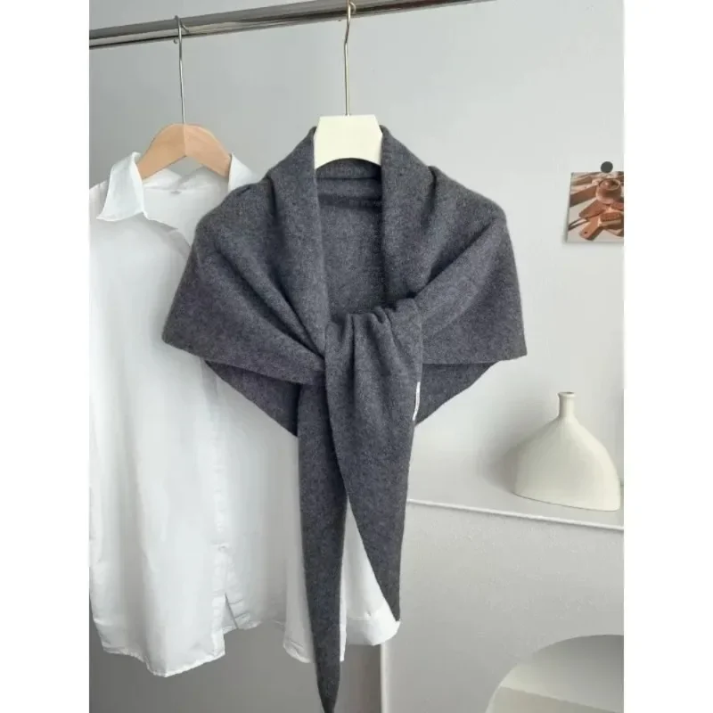 

Австралийский треугольный шарф из 100% шерсти, маленькая шаль, женский осенне-зимний простой защитный шарф для шеи, теплый красный вязаный шарф