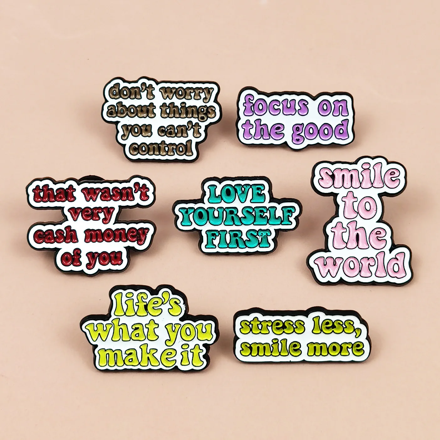 

Mix Funny 6pcs/set Creative Cartoon Letter Enamel Pin Brooches for Lapel Pins Badge on Backpack Clothing Accessories