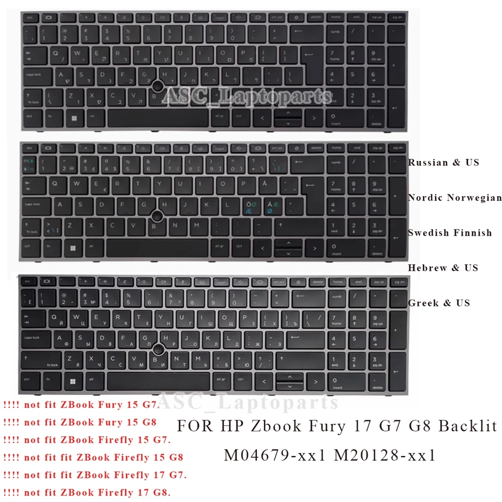 

Новая русская норвежская датская шведская финская иврит-греческая клавиатура для HP Zbook Fury 17 G7 G8 с подсветкой M04679-xx1 M20128-xx1 BLK