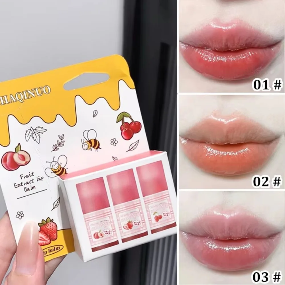 3 stks/set Leuke 6g Fruit Extract Lippenstift Whitening Natuurlijke Hydraterende Lippenbalsem Getinte Lippenbalsem Student Party
