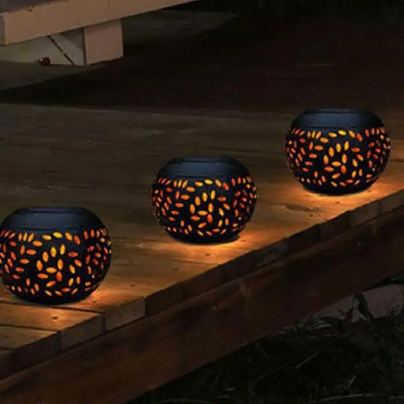 LED Solar Light Solar Simulated Flame Bowl Solar Table Top Fire Bowl Landscape Decoration Lanterns Hollowed out design lights