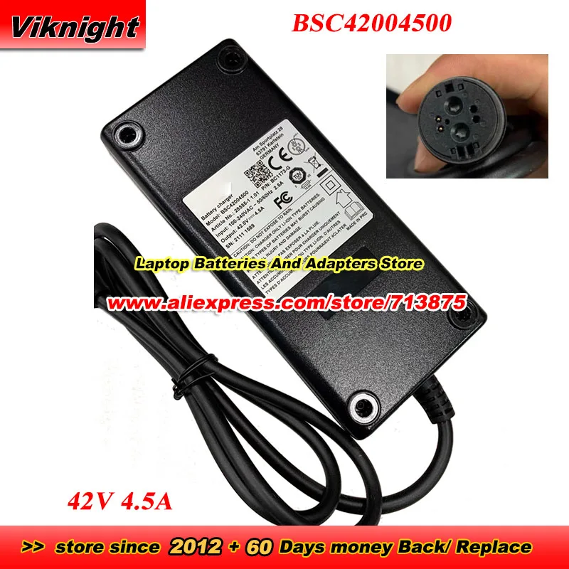 Genuine BSC42004500 AC Adapter For BMZ 42V 4.5A 28555-1 1.01 P/N BC1173-G Power Supply with Rosenberger Charging Port