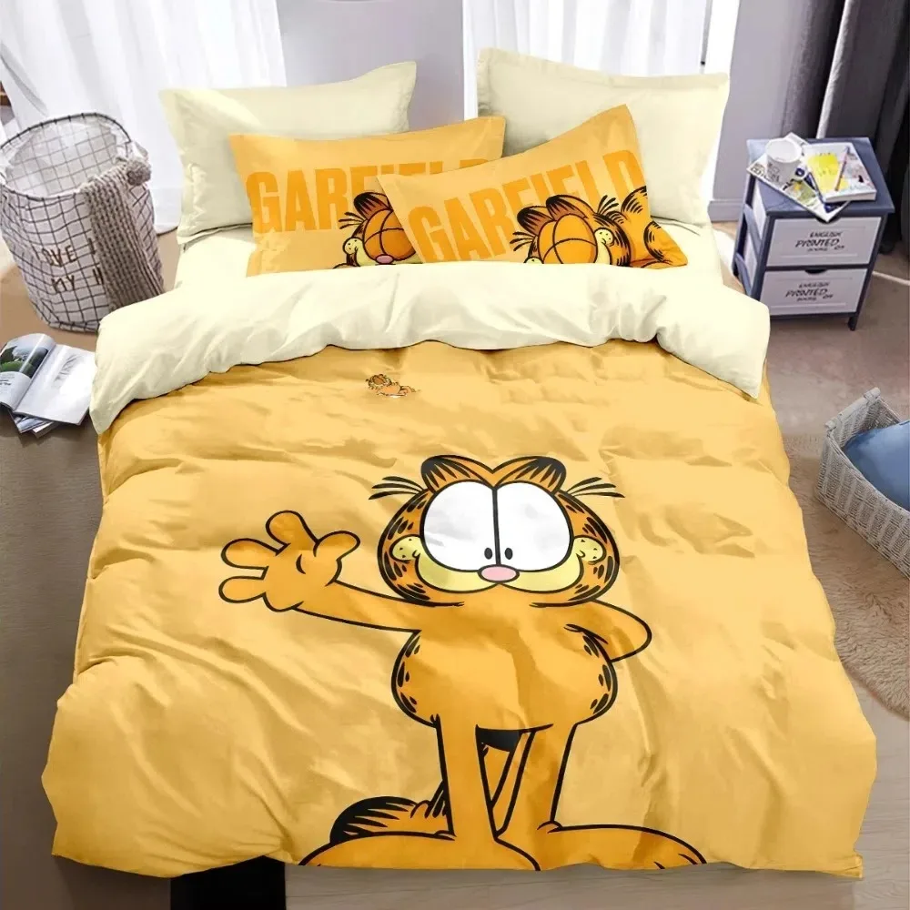 New The Cat Family Wallpaper Cartoon G-Garfields Digital Printing Bedding Set Anime 2/3-piece set Adult Kid Bedroom Duvet cover