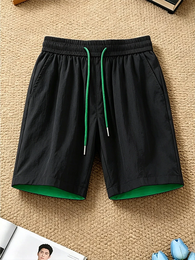 

Quick Dry Color Block Men's Basketball Fitness Shorts Summer Outdoor Sports Casual Beachwear Loose Fit Elastic Waistband