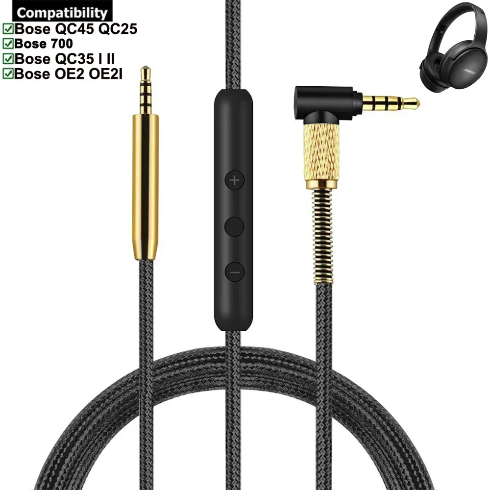 Replacement Braided Cable Cord for Bose QC45 QC35 I II QC25 QuietComfort Ultra 45 35 25 700 NC700 OE2 Soundlink Headphones