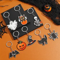 Portachiavi con decorazione di Halloween Cartoon Skull Spider Pumpkin Bat Moon Cat ciondolo portachiavi regali per Festival gioielli di moda Punk