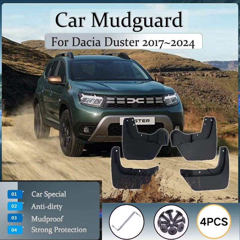 

For Dacia Renault Duster HM 2017~2024 Car Mudguard Anti-splash Wheel Fender Splash Guard Mudflap Exterior Parts Auto Accessories