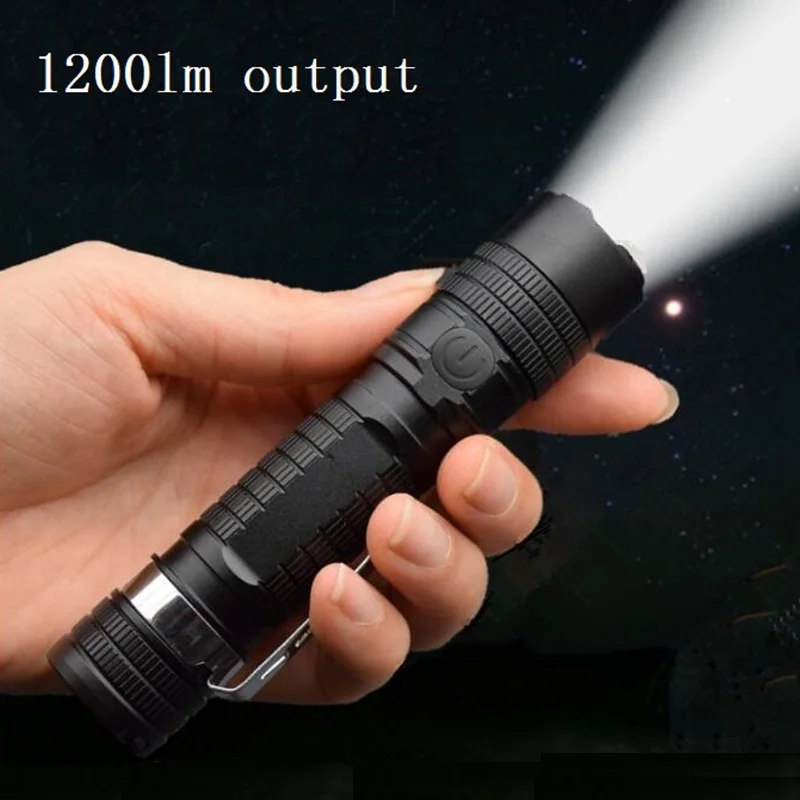 S11 Zoomable USB C Rechargeable 18650 LED Flashlight  XPL 1200lm with Power Indicator and Magnet Tail