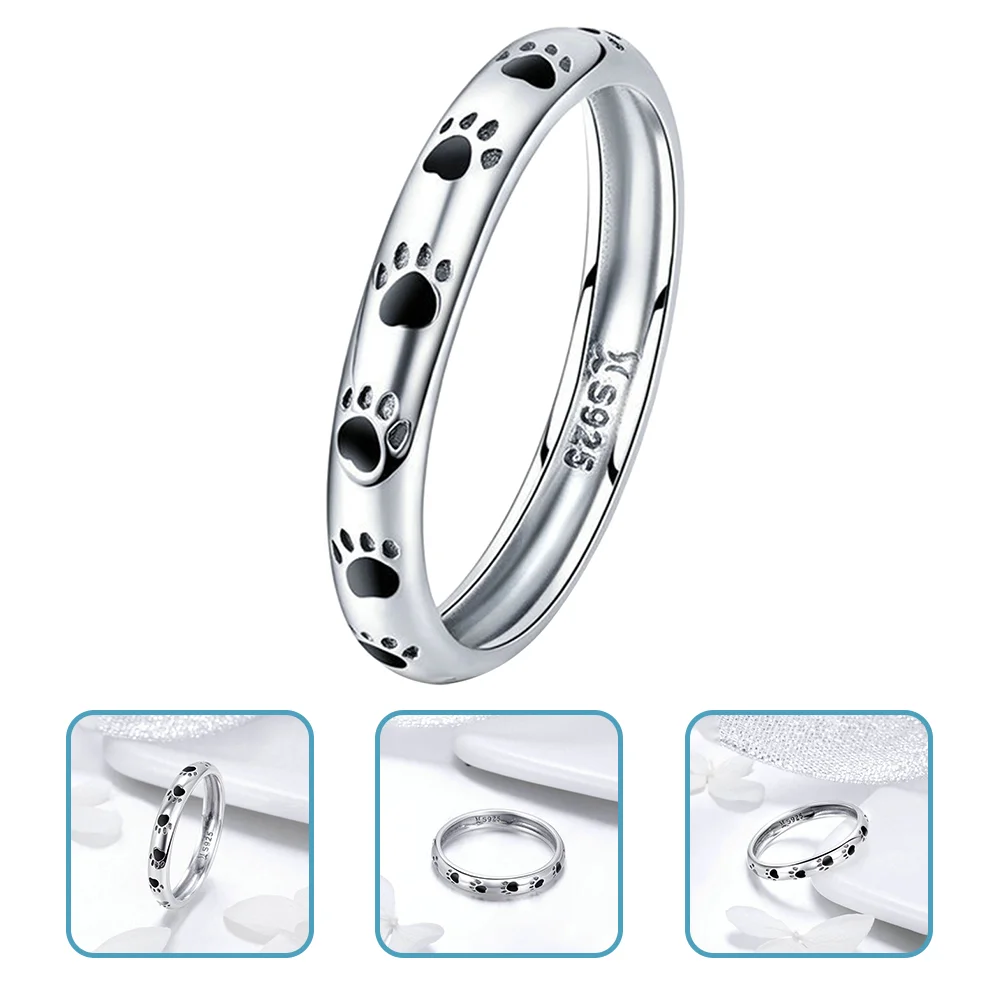 

The Paw Print Rings for Women Silver Finger Sterling Dog Pet Jewelry Miss