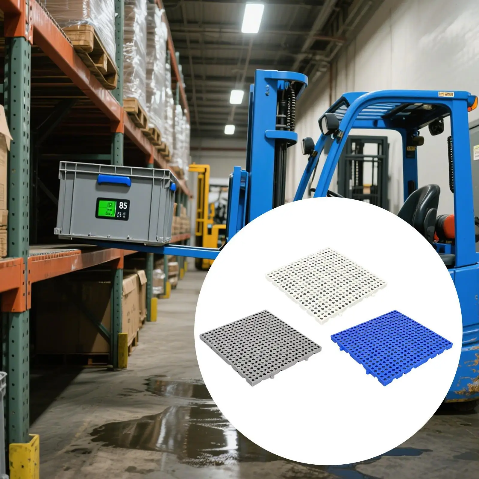 Paleta de plástico respirável à prova d'água, plataforma de armazenamento durável para uso interno e externo em armazém