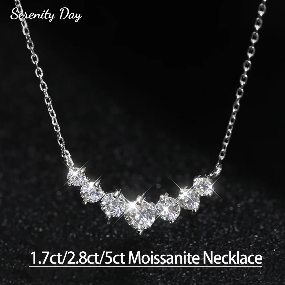 

1.7ct 2.8ct 5ct D Color Moissanite Necklace Women Fine Jewelry 100% S925 Sterling Silver Smile Pendant Neck Chain Plated 18K GRA