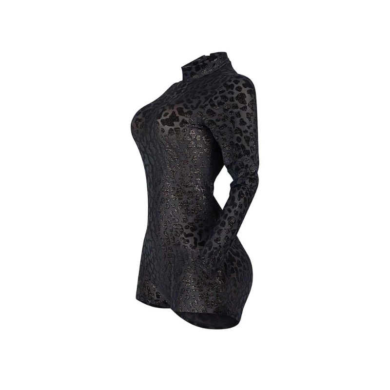 ジャンプスーツ女性背中の開いたセクシーなパーティークラブナイトヒョウ柄 2025 長袖ロンパーススキニーファッションワンピーススーツ