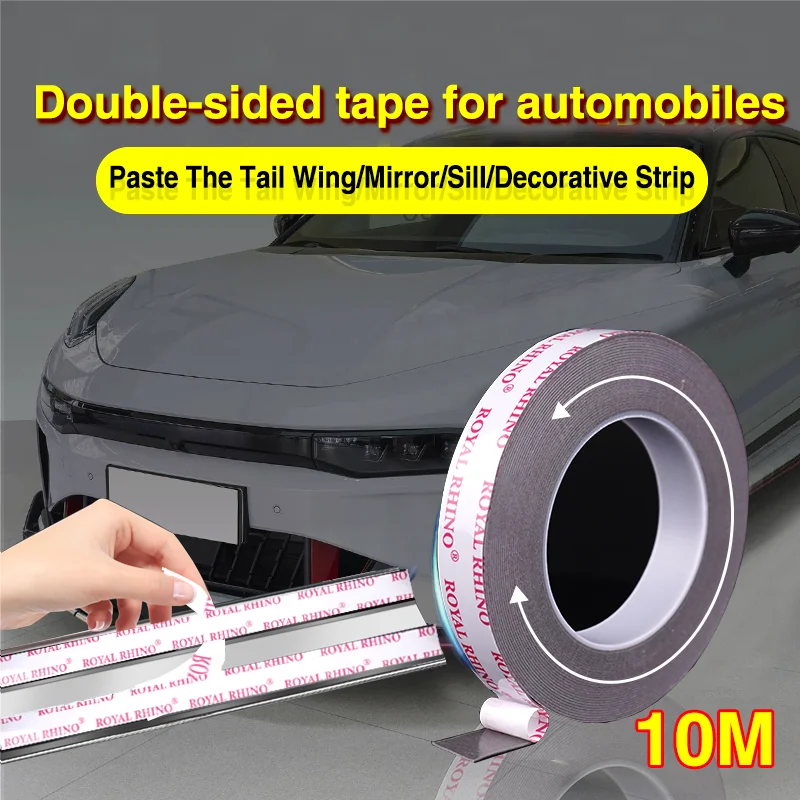 10M Car Adhesive Double Sided Mounting Tape Attaches Side Moldings, Trim, Emblems Rear Spoiler Of Car Interior/ Exterior/Office