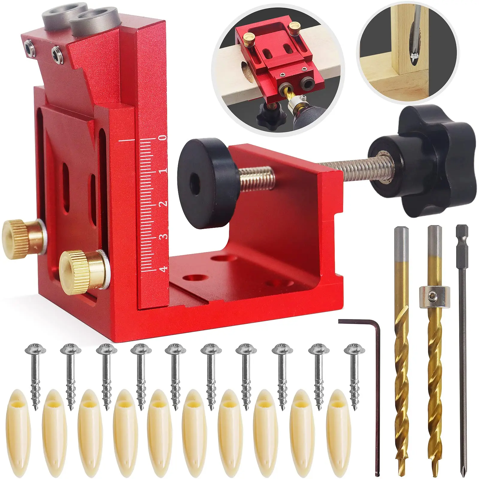 

1 Set Woodworking Hole Puncher Adjustable Wooden Board Punching Hardware Tool Pocket Hole Template Kit Angle Tools