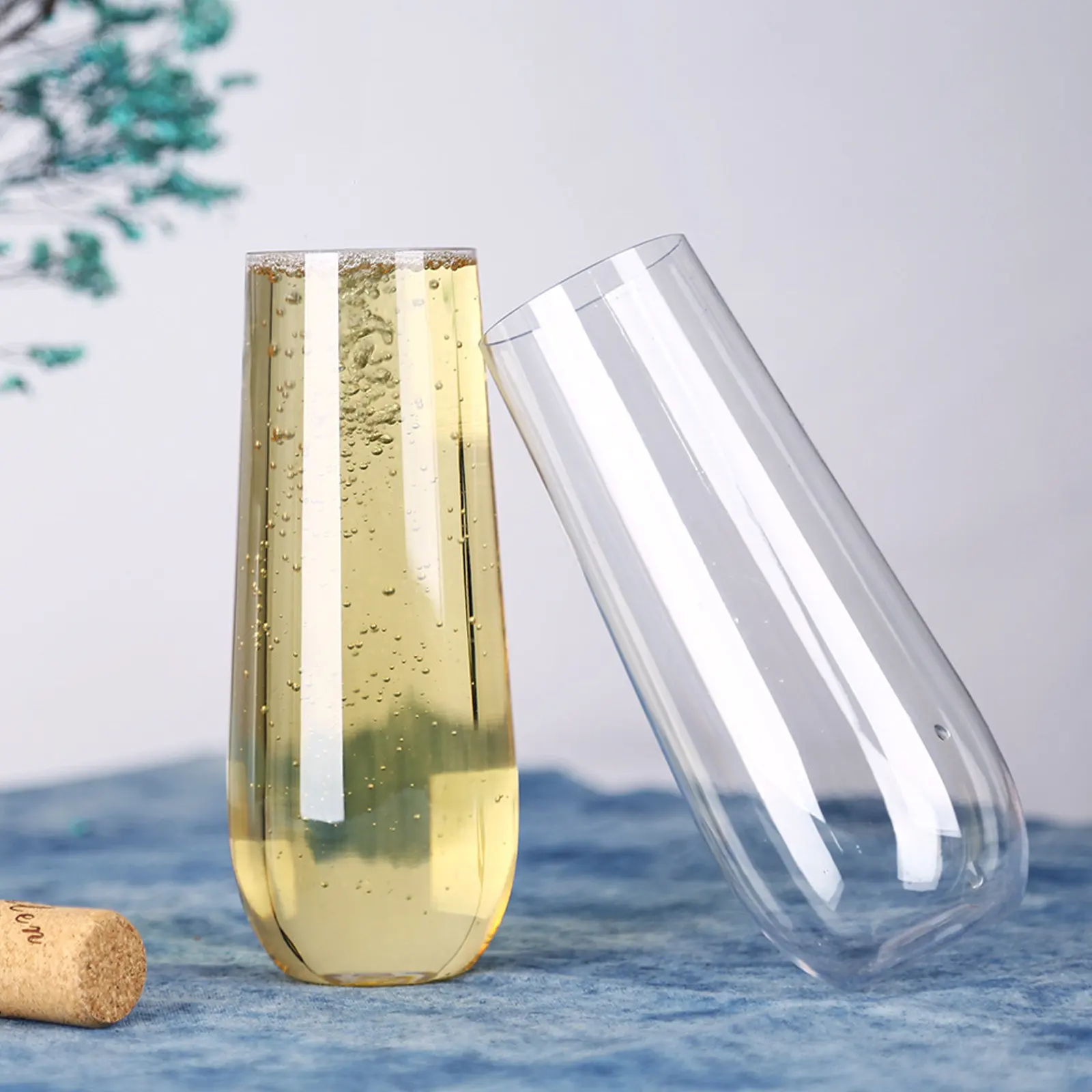 Juego de 6 vasos de plástico transparente, ecológicos y seguros, resistentes y reutilizables, para fiestas, bodas en la playa, vacaciones, vino espumoso