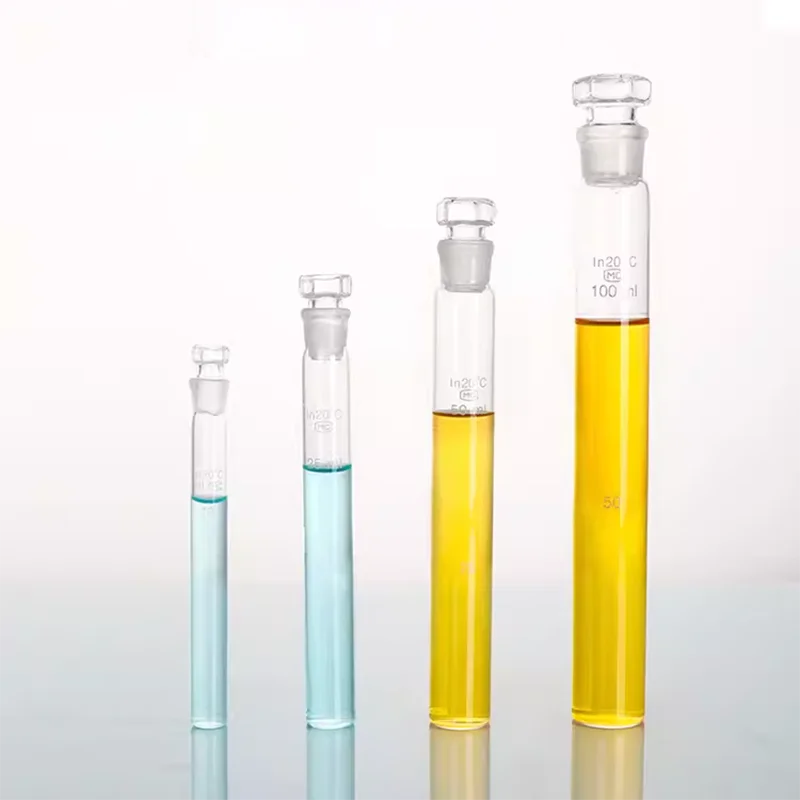 Tube colorimétrique à fond plat, verre à bouchon, demi-échelle, 10 ml, 25 ml, 50 ml, 100ml, analyse colorimétrique en laboratoire