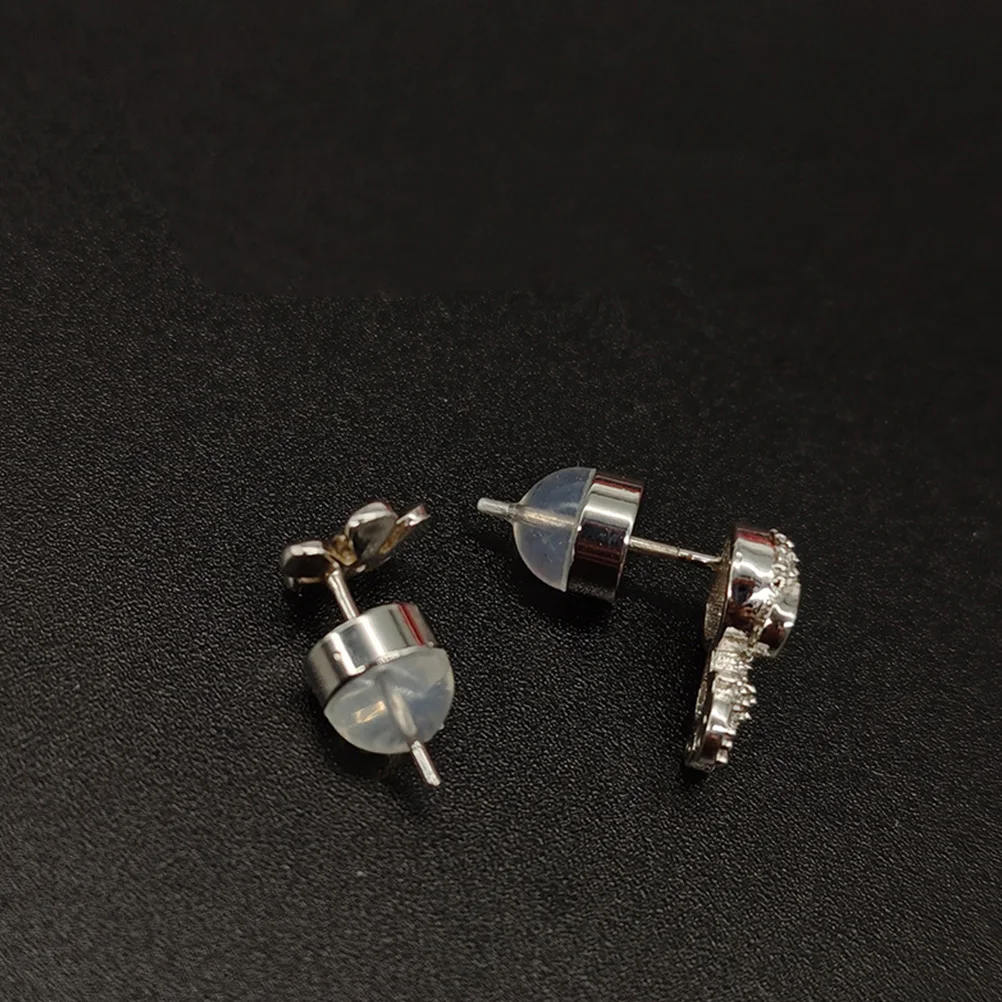 

12 Pcs Earring Backs Silicone Stoppers Safety Silver Color Durable Ear Jewelry Accessories For Studs Replacement