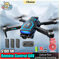 S180 4K RC Drone Remote Control ESC Optical Flow Avoidance Horizontal Overhead Shot 90 Degree Angle Indoor Cool Lights Dron Toys