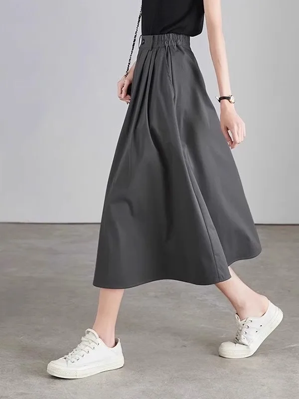 

High Waist A-Line Skirt European Sle Faion Design Slimming Loose Fit Retro High Waist f Body Skirt for Women