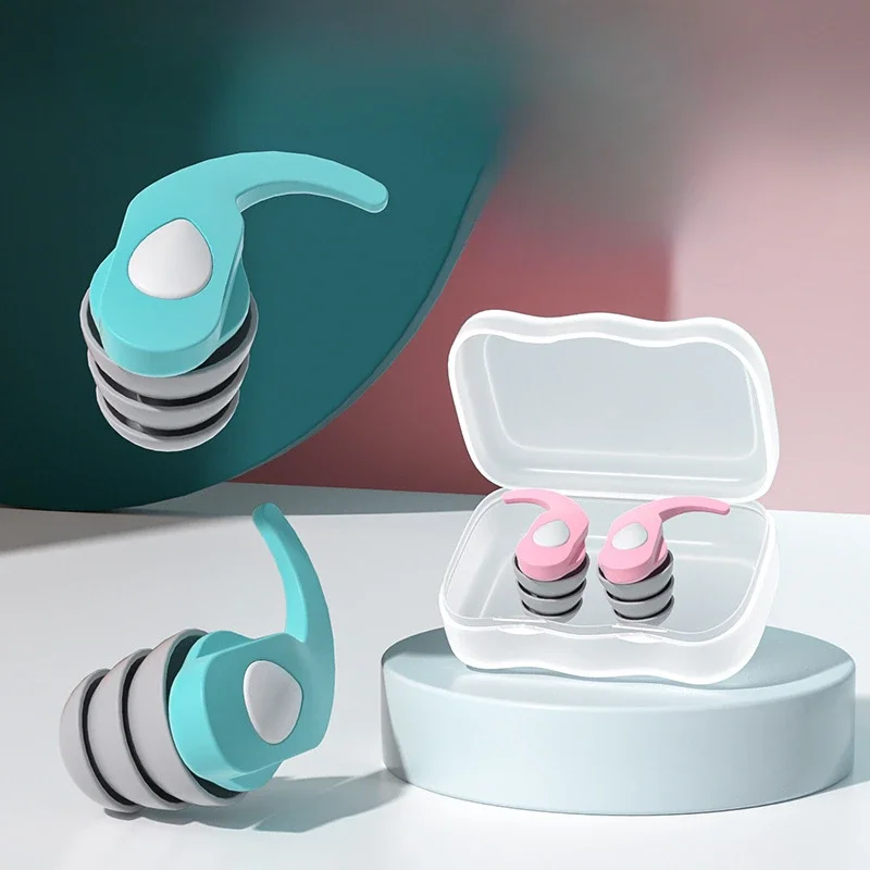 3 طبقات للحد من الضوضاء واقي أذن مقاوم للماء للنوم والسباحة، زوج واحد من سدادات الأذن المصنوعة من السيليكون لإلغاء الضوضاء