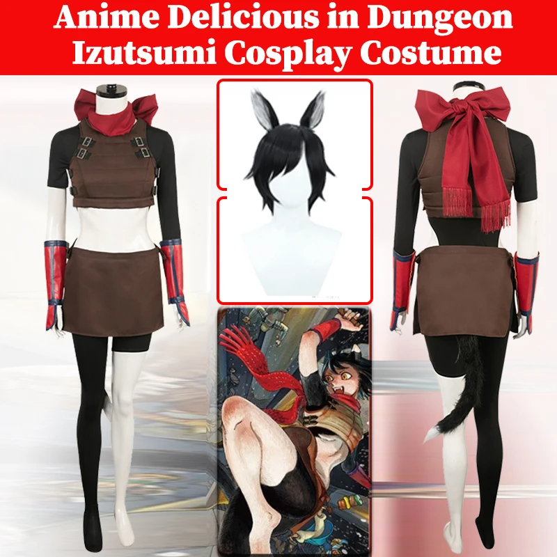 

Одежда для косплея Izutsumi, костюм из искусственных волос, костюм аниме Dungeon Meshi Roleplay, штаны, топ, наряд, Женский костюм для Хэллоуина, карнавала, маскировка, костюм