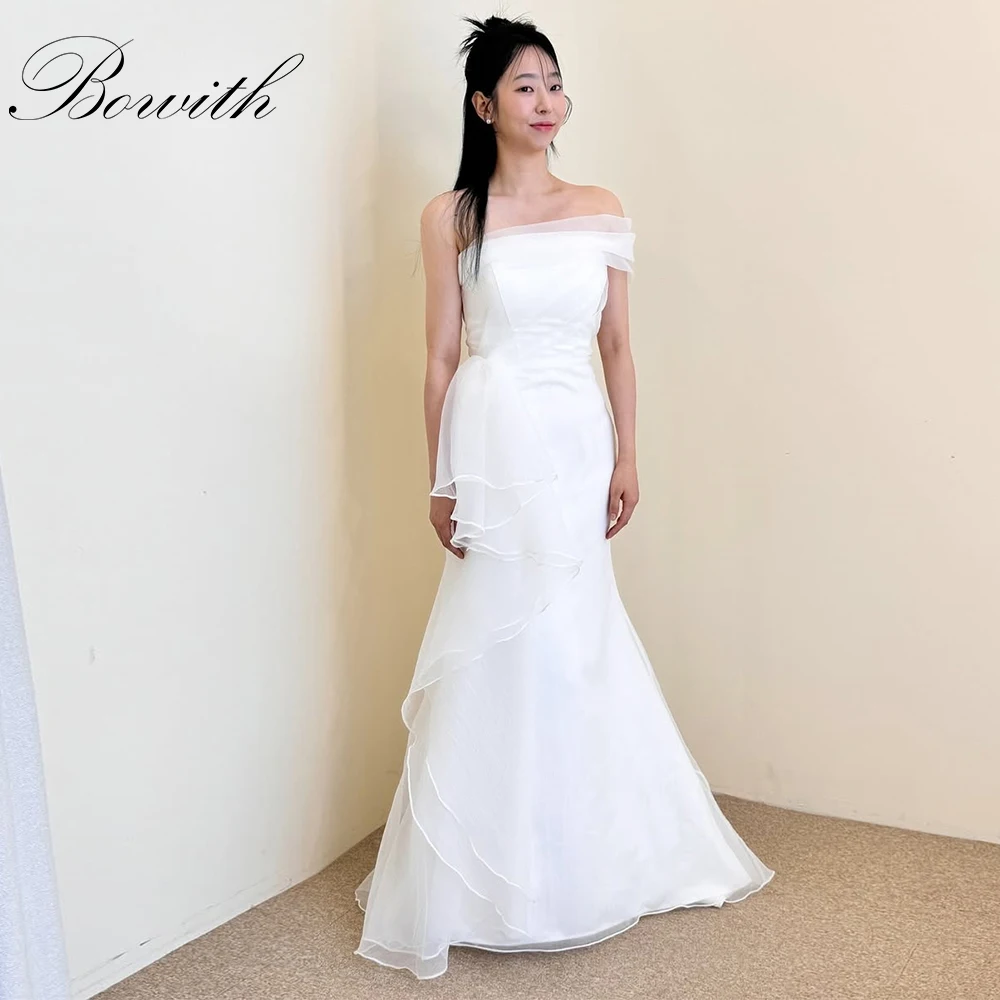 

Bowith One-Shoulder Mermaid Korean Wedding Dresses Customized Draped Silk Organza Elegant Bridal Reception Dresses Wedding Snap