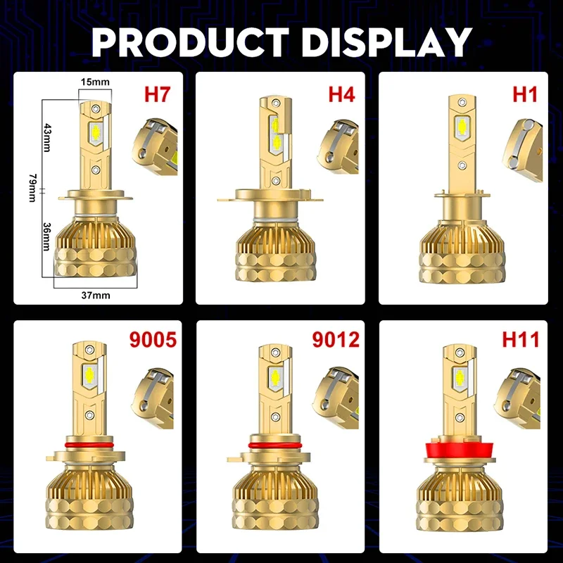 H7 H4 H11 Led المصباح عالية الطاقة 9570 CSP Canbus H1 H8 9005 HB3 9006 HB4 9012 HIR2 توربو مصباح سيارة Led كشافات مع النحاس M33