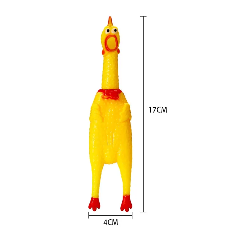 Juguete interactivo de goma con dibujos animados divertidos para perros grandes, pollo chillón, cachorro, Limpieza de dientes, juguetes chirriantes