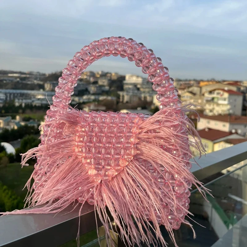 Bolso de mano con plumas para mujer, Cartera de Color sólido a la moda, monedero informal de diseñador, regalo para amigo, vacaciones, fiesta y cena, Otoño, 2023