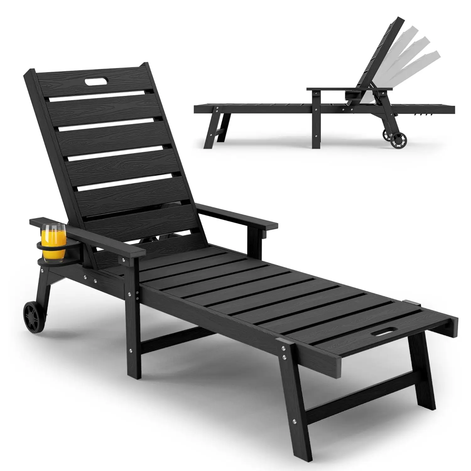 

Регулируемый по 5 уровням шезлонг для улицы с подстаканниками и колесами, всепогодный, для патио, пляжа, террасы, на заказ