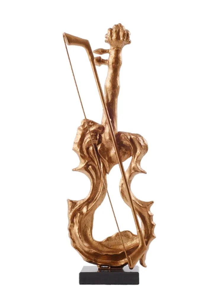European Model House Hallway Metal Violin Decoration Creative Floor Sculpture Light Luxury Hotel Soft Furnishings Crafts