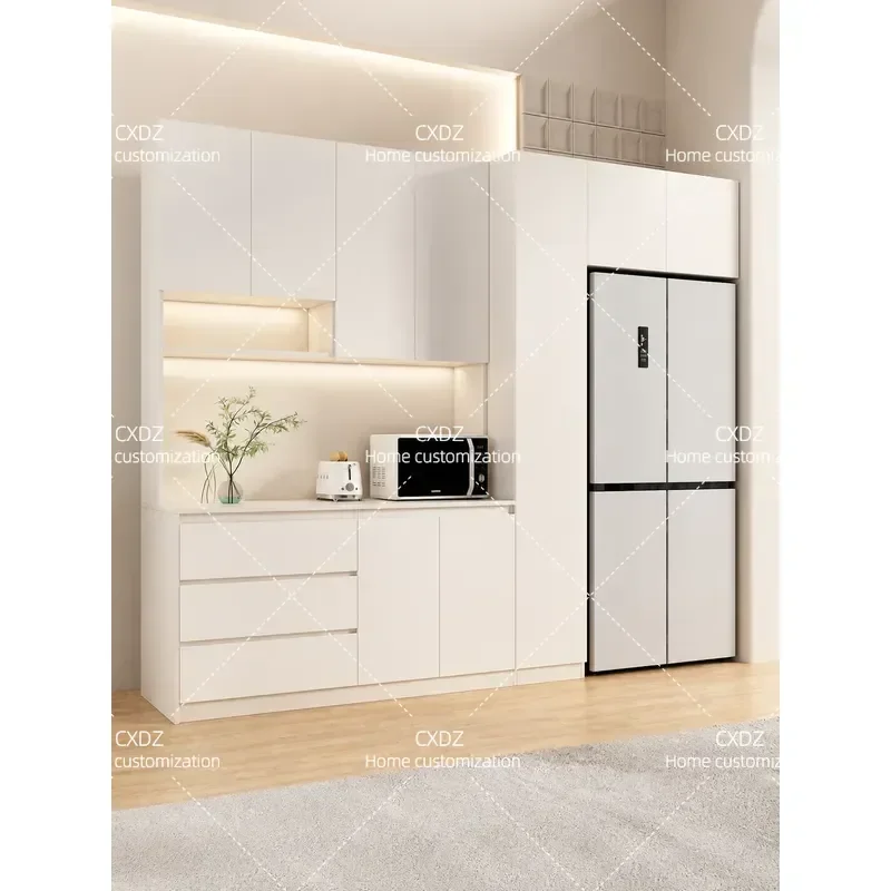 Wall Mounted Side Cabinet Multifunctional Dining Room Utility Storage Kitchen Living Room Embedded Refrigerator Locker Space