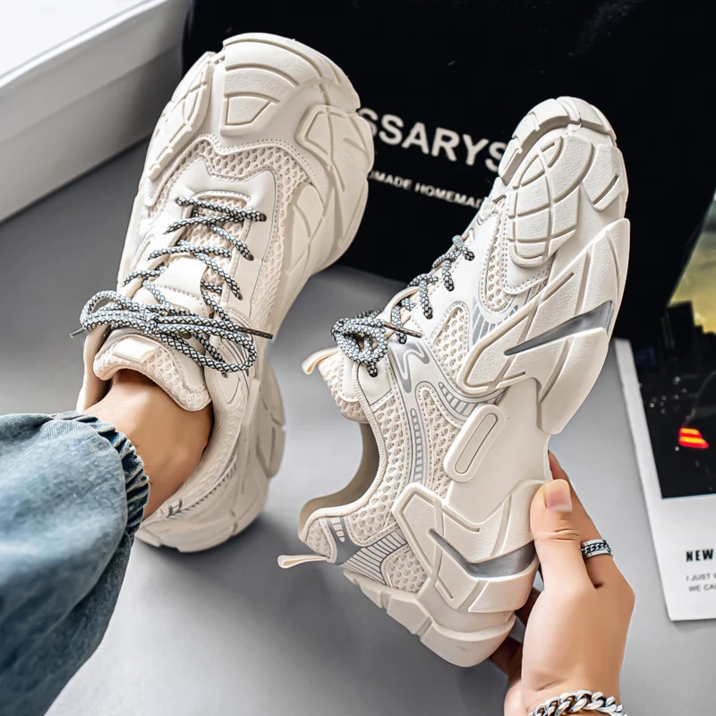 

Sport Shoes for Men's Casual Thick Bottom Mesh Breathable High Quality Running Shoes Ultra Light Man Chunky Sneakers Zapatillas