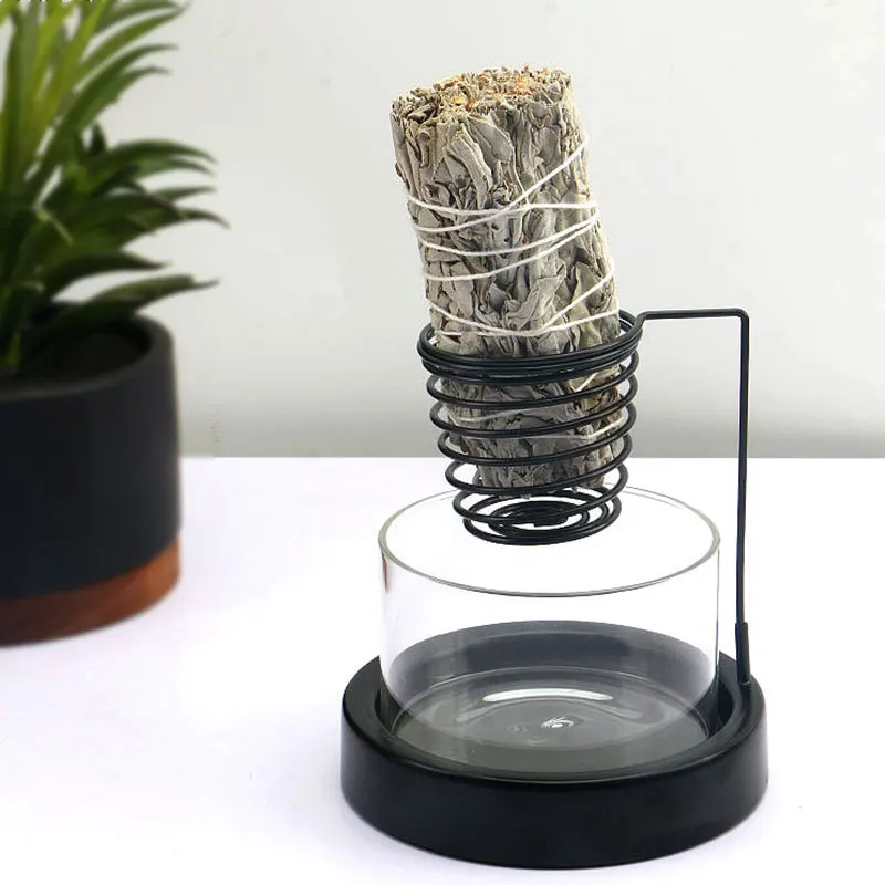 Quemador de incienso Pau Santo Salvia, soporte de placa de aromaterapia, decoración de palo de incienso para sala de estar, artesanías de Metal