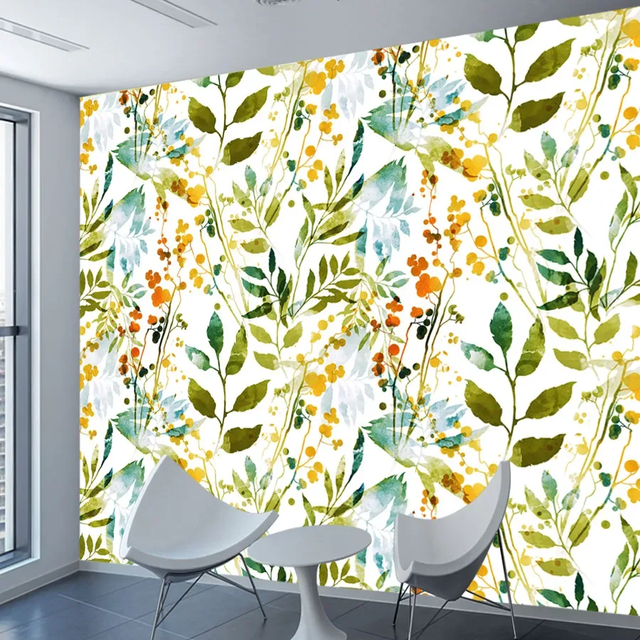 Wall Papers ตกแต่งบ้านที่ถอดออกได้ Peel และ Stick วอลล์เปเปอร์กระดาษวอลเปเปอร์สําหรับห้องนั่งเล่นดอกไม้ Leaf ภาพจิตรกรรมฝาผนังทีวีครอบคลุม