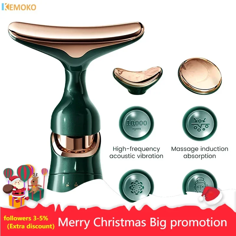 3 In 1 Facial Neck Lifting Device Face Eye Massage V-Face Slimmer EMS Beauty Skin Tightening Wrinkle Anti Aging Face Massager