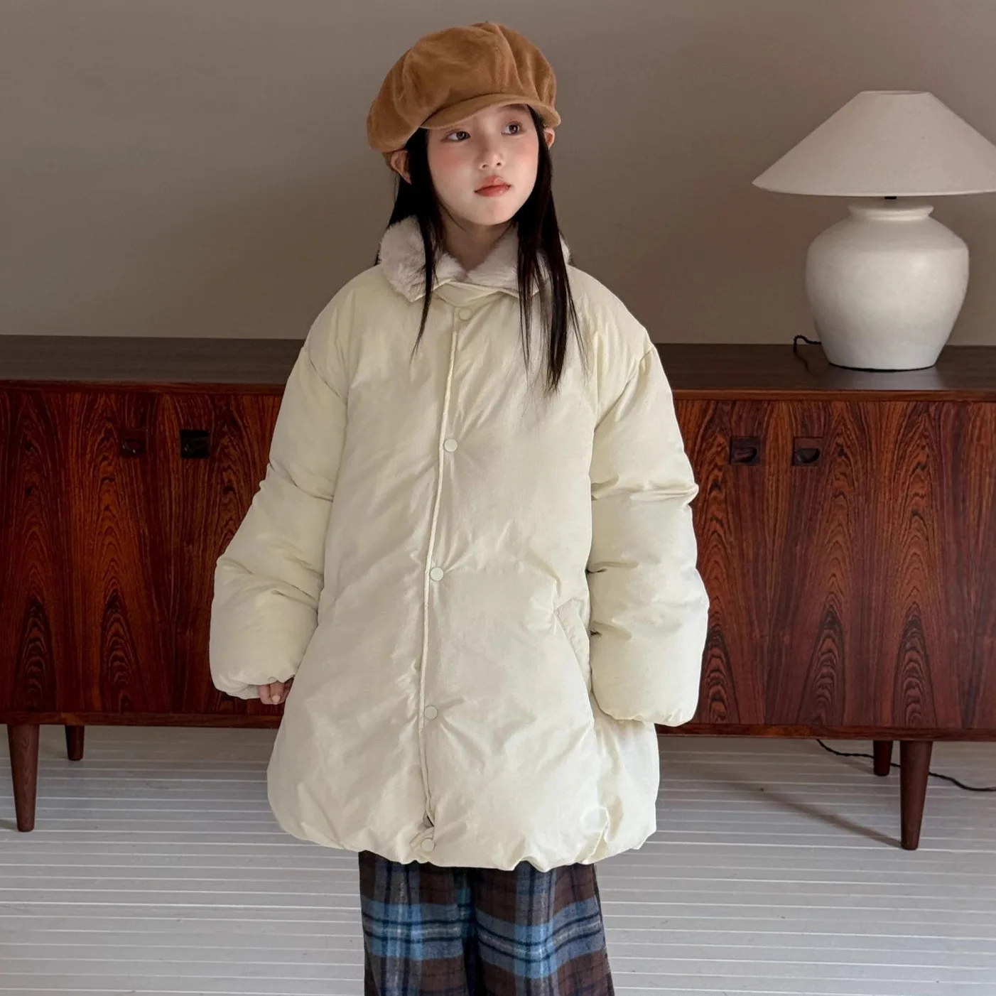 

Детские зимние парки для девочек, корейская верхняя одежда в стиле ретро для маленьких девочек, пальто средней длины с хлопковой подкладкой, детские куртки для девочек от 2 до 12 лет