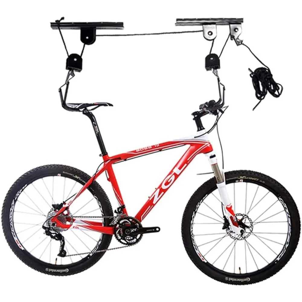 

Bike Lift Hoist for Garage Ceiling, Heavy Duty Ceiling Mountain Bicycle Hanger Pulley Rack 100 lb Capacity